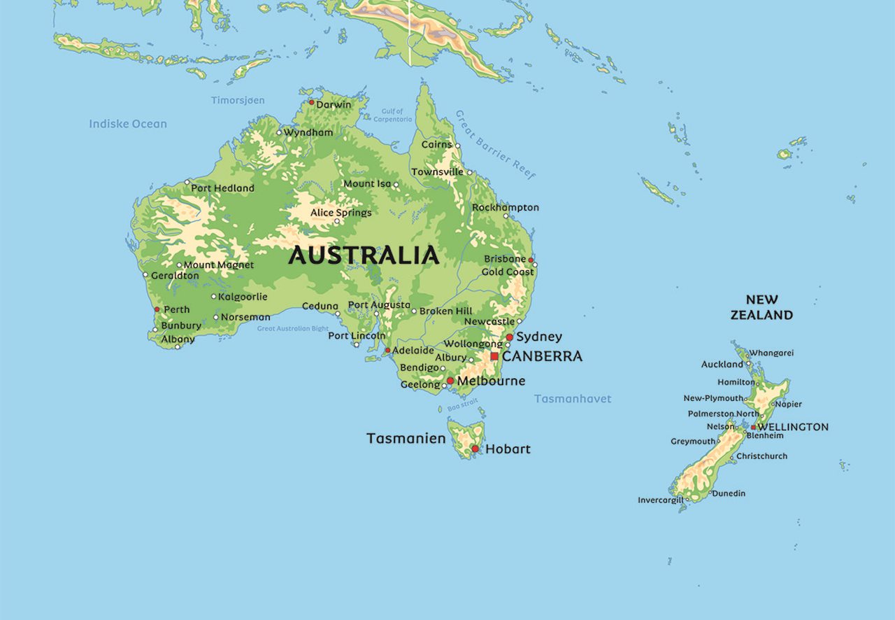 Map with an overview of Australia.